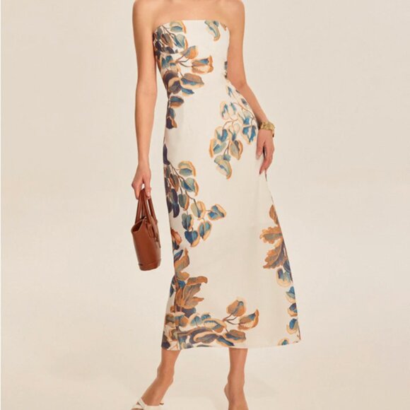 Floral Print Strapless Dress - Picture 1 of 4